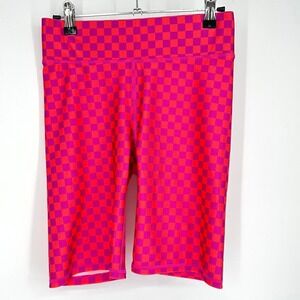 NWT TEREZ‎ Melon Racing Check Hit Shine Bike Short Pink Purple Checkerboard S